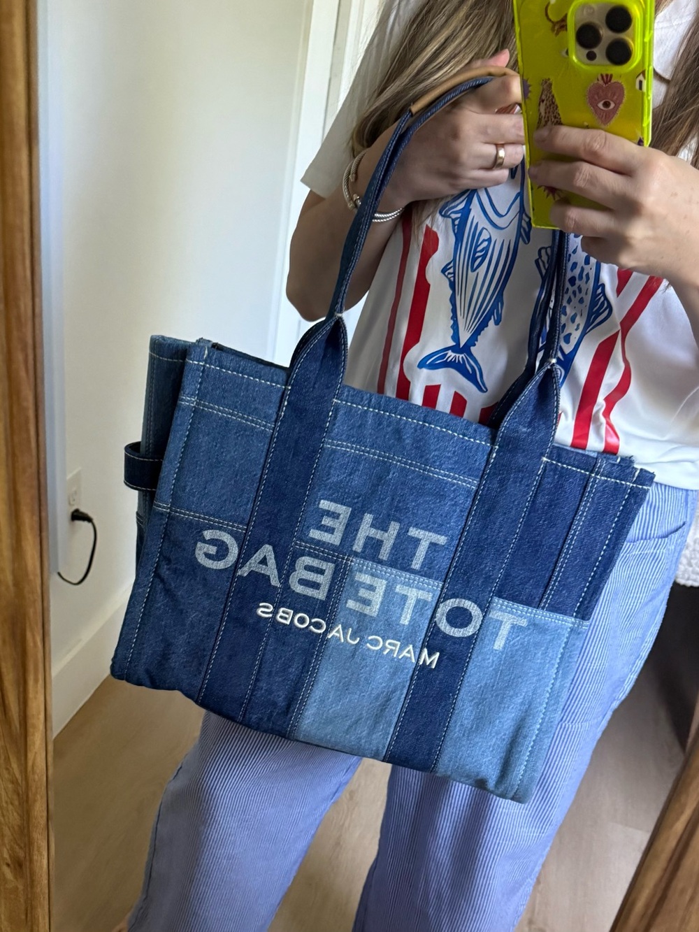 Marc Jacobs Patchwork Denim Tote Bag in Blue - Picture 6 of 10